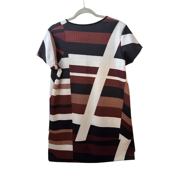 Zara W&B Too Cute Brown, Black, White Pattern Mini Dress - Picture 3 of 4